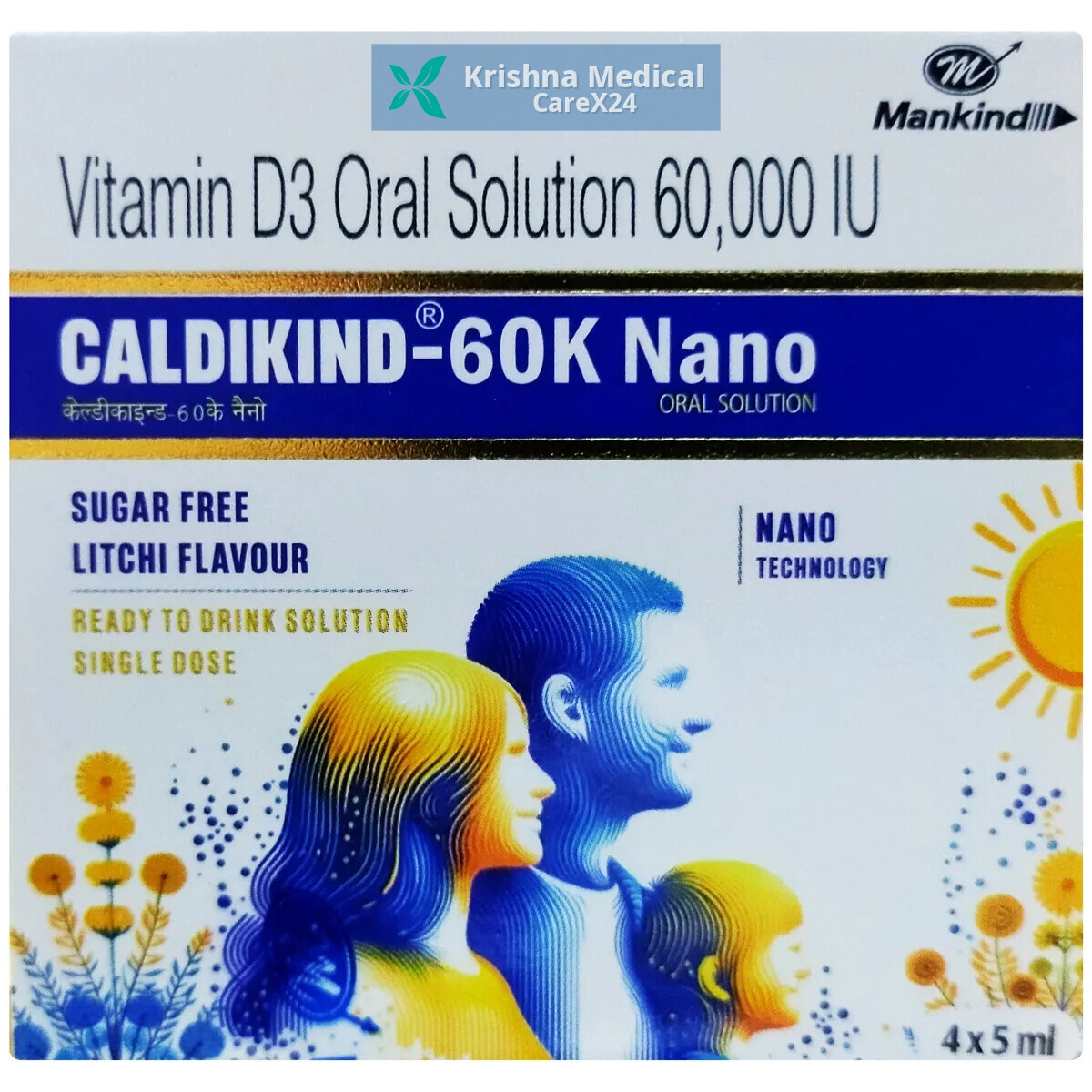 Caldikind 60K Nano Sugar Free Litchi Oral Solution