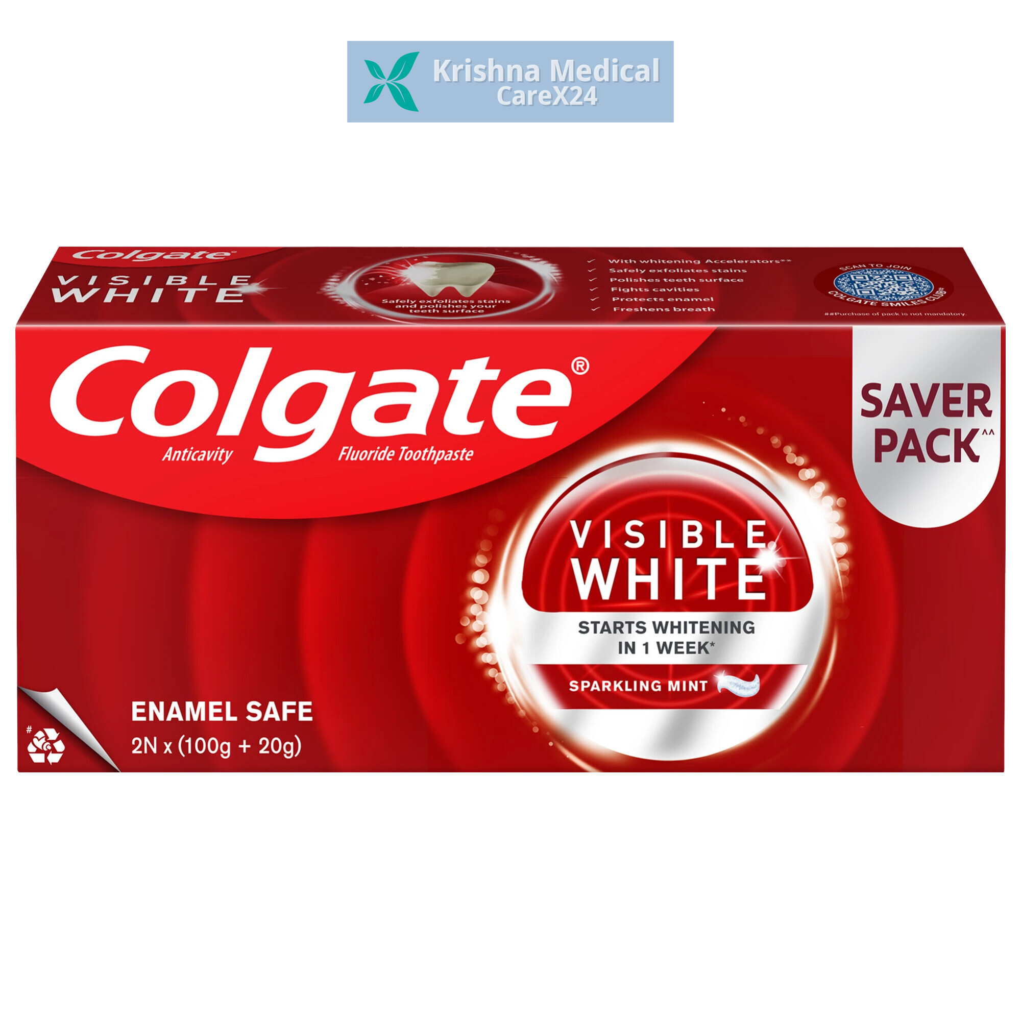 Colgate Visible White Sparkling Mint Toothpaste (120gm)
