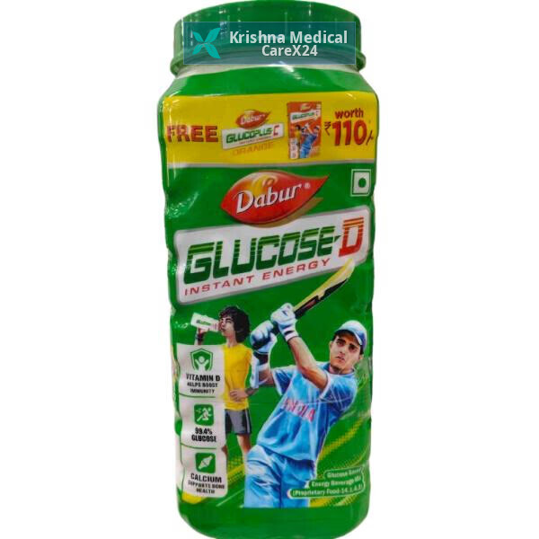 Dabur Glucose D Powder + Free Dabur Glucoplus C Orange 225gm