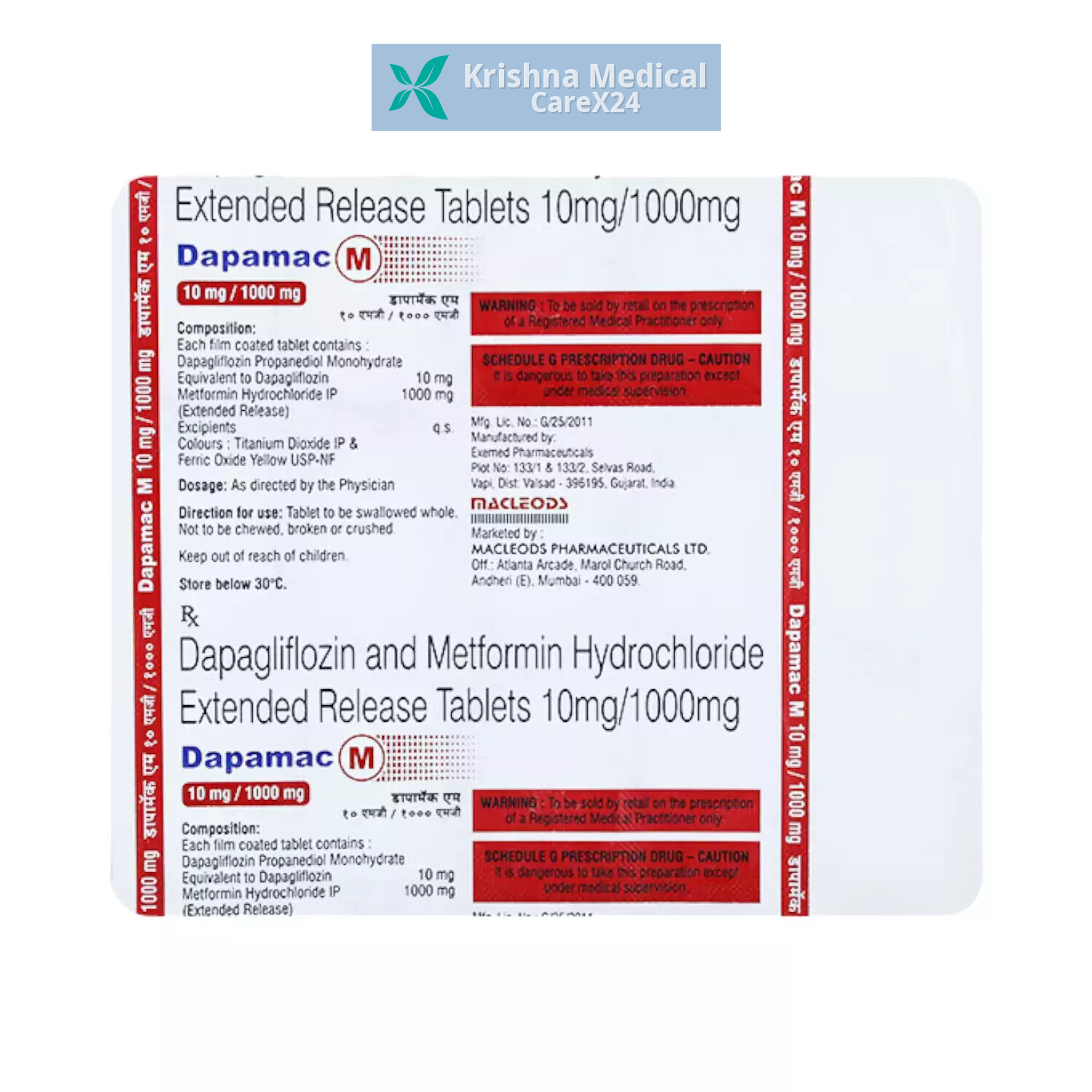 Dapamac M 10/1000 Tablet