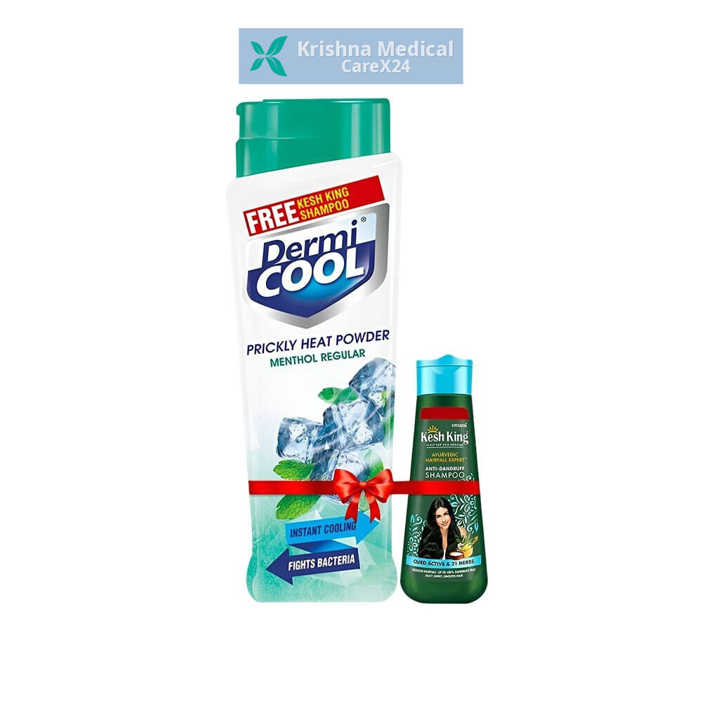 Dermicool Menthol Regular Prickly Heat Powder (Free Kesh King Shampoo)