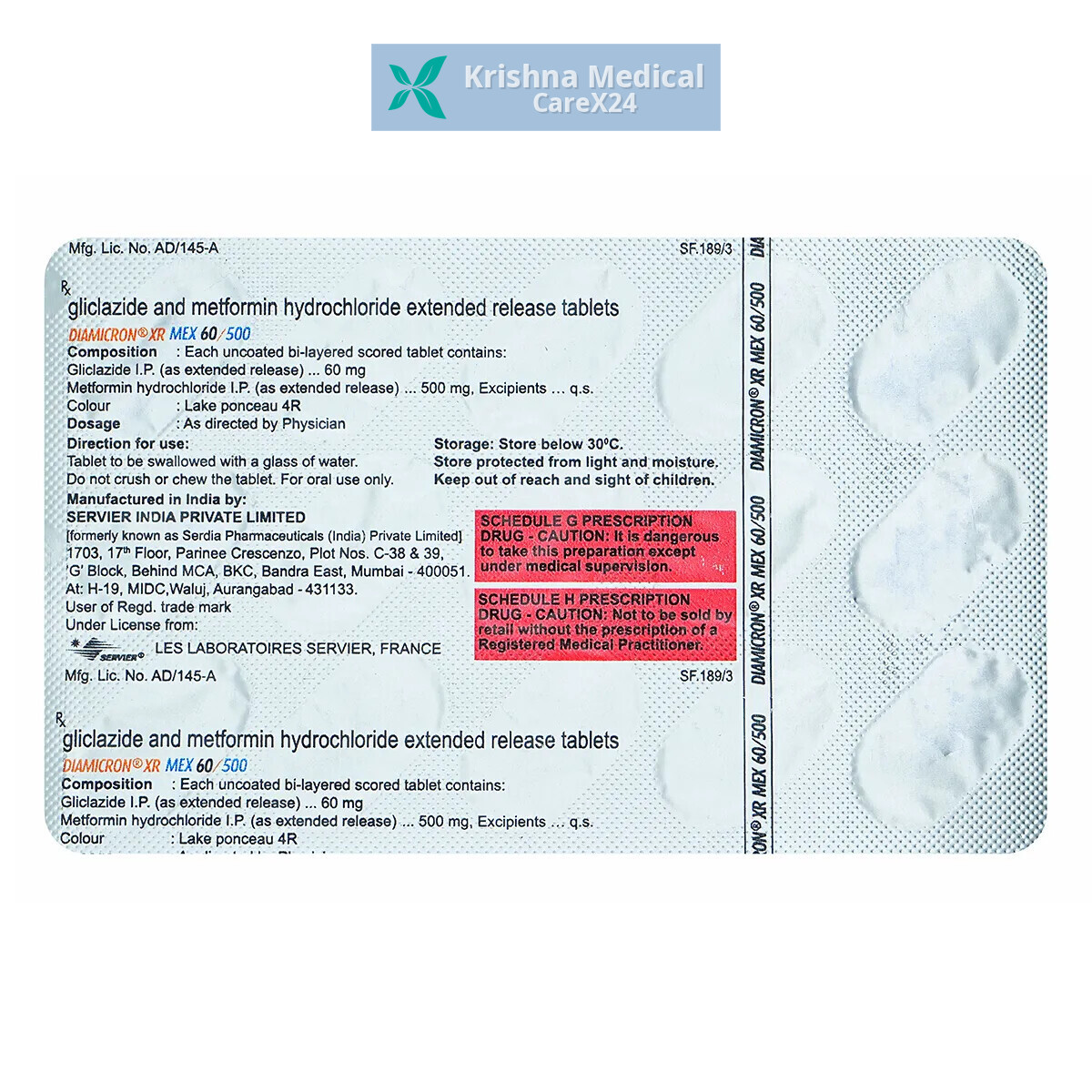 Diamicron XR MEX 60/500 Tablet