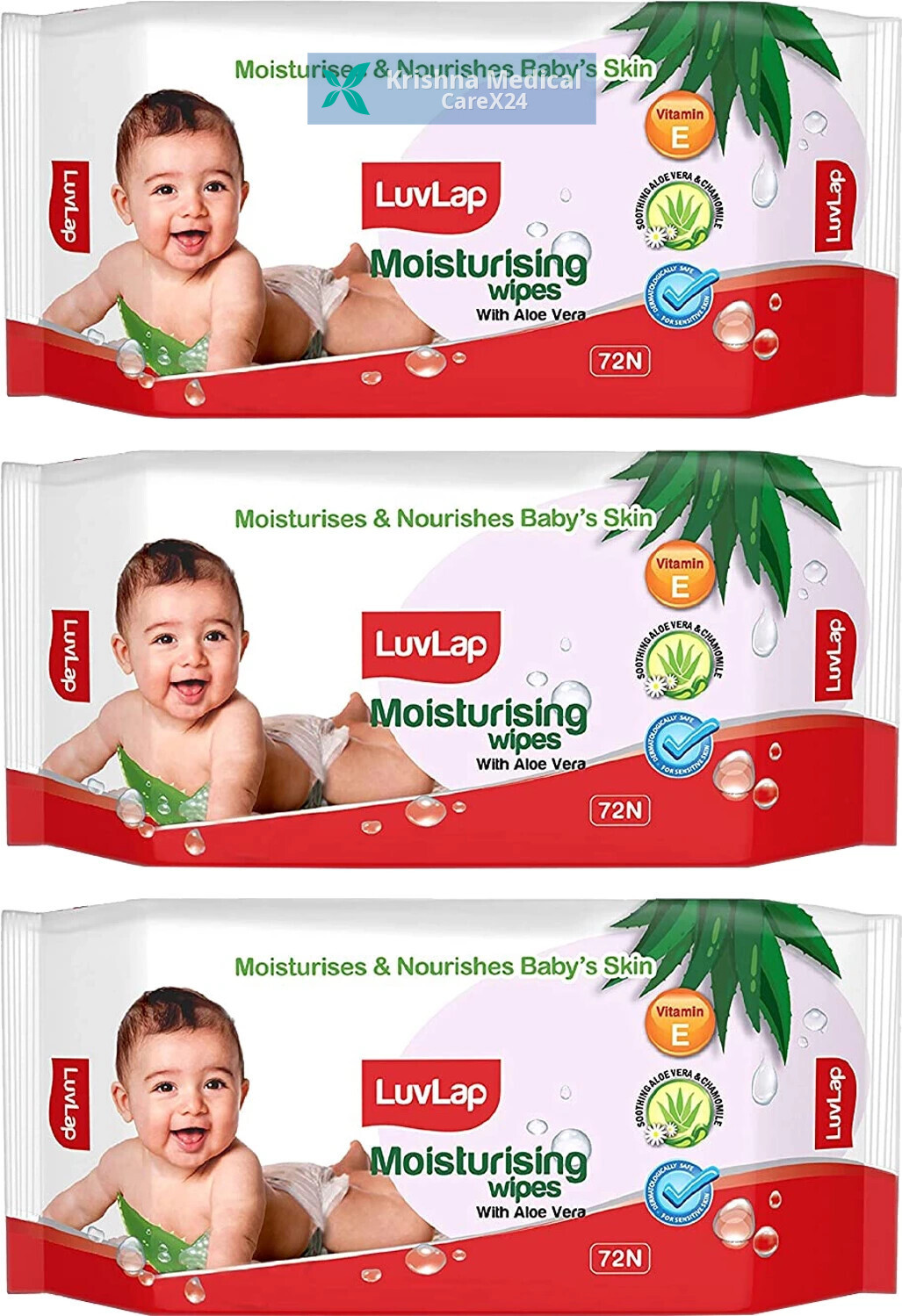 LuvLap Moisturising Wipes With Aloe Vera (72)