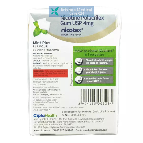 Nicotex 4 Mint Plus Nicotine Sugar Free Gums