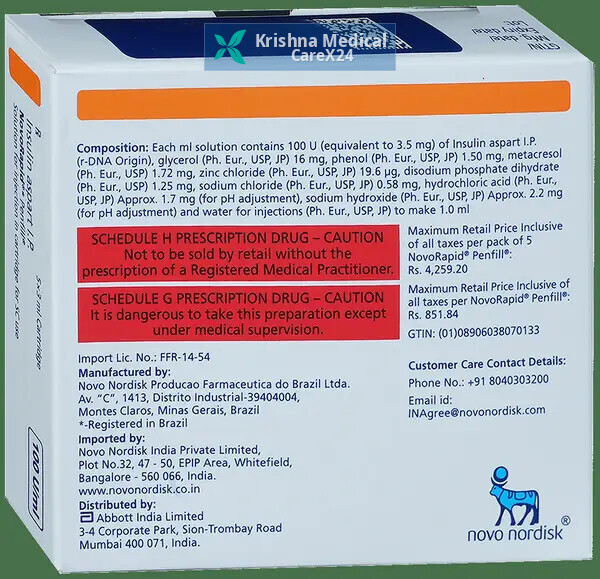 Novorapid Penfill 100iu/ml Injection (3ml)