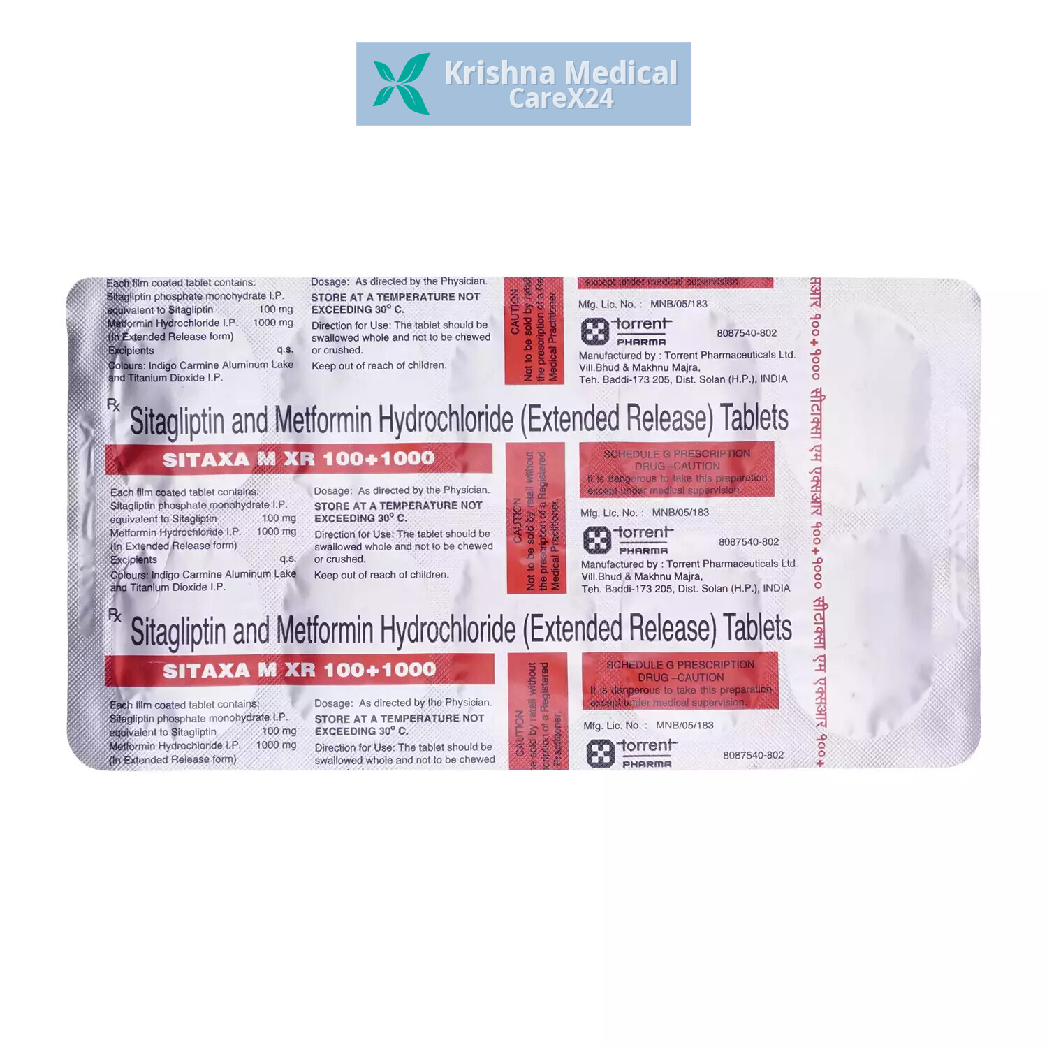 Sitaxa M XR 100/1000 Tablet