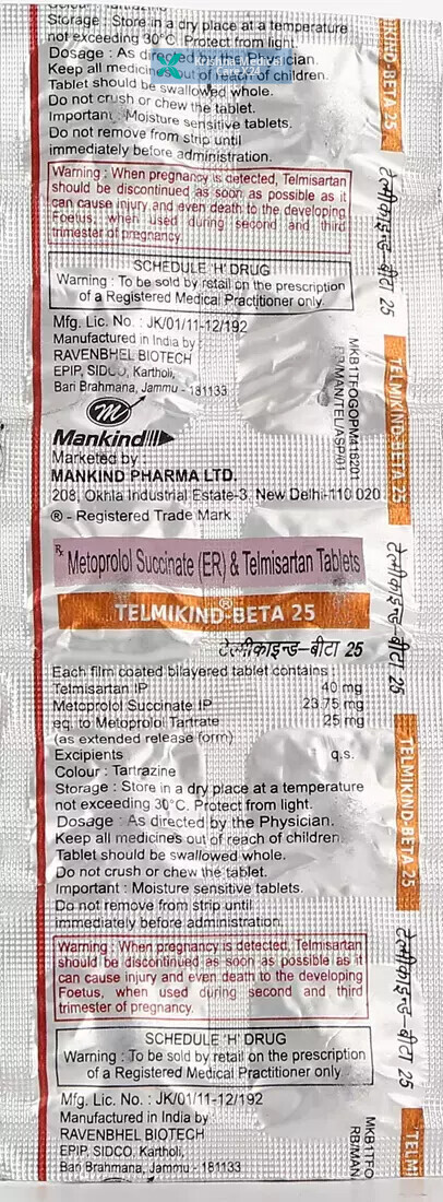 Telmikind Beta 25 Tablet