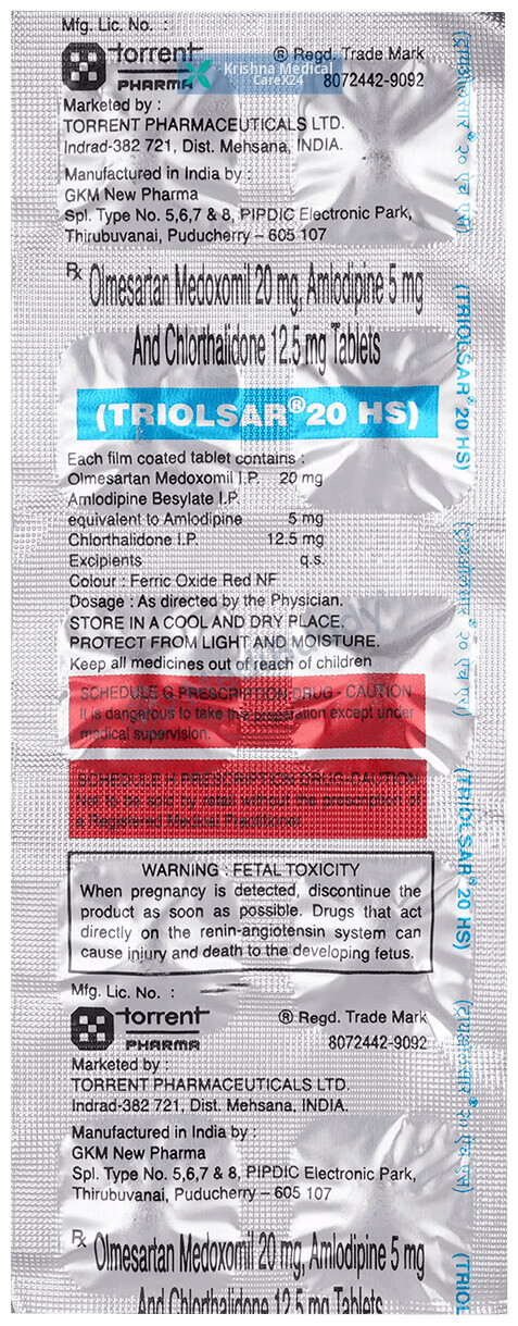 Triolsar 20 Hs Tablet