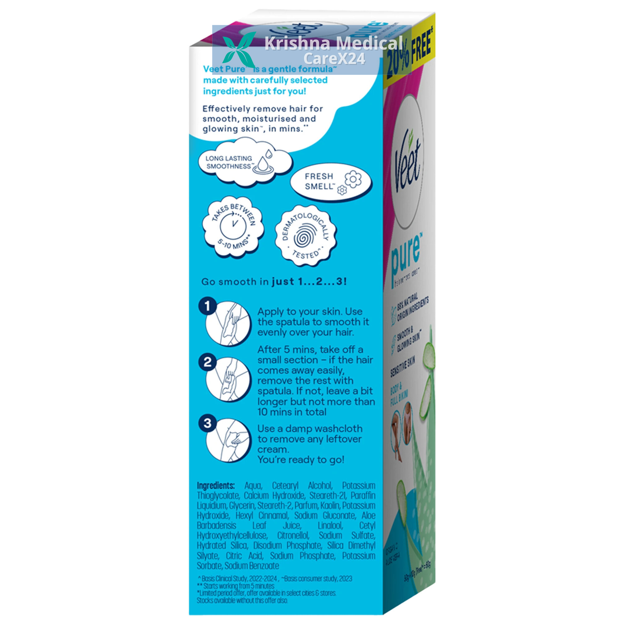 Veet Pure Organic Aloe Vera Hair Removal Cream Sensitive Skin