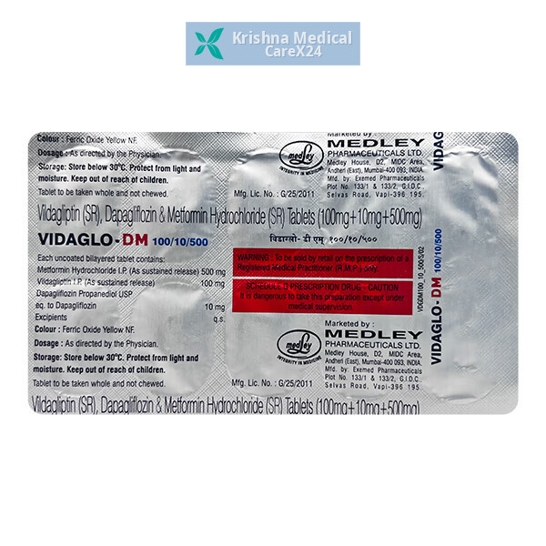 Vidaglo Dm 100/10/500 Tablet